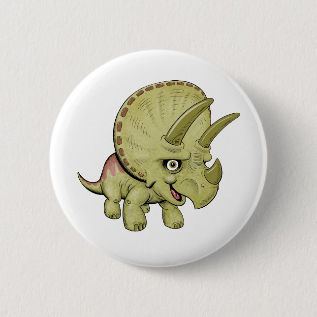 Chapa Redonda De 5 Cm Cute Triceratops (Anverso)
