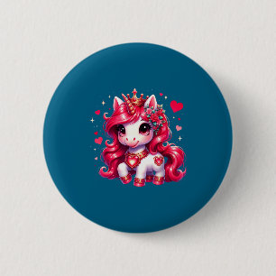 Chapa Redonda De 5 Cm Cute unicorn corazón día de San Valentín chicas ni