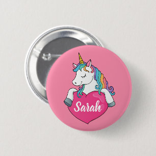 Chapa Redonda De 5 Cm Cute Unicorn Nombre Personalizado  