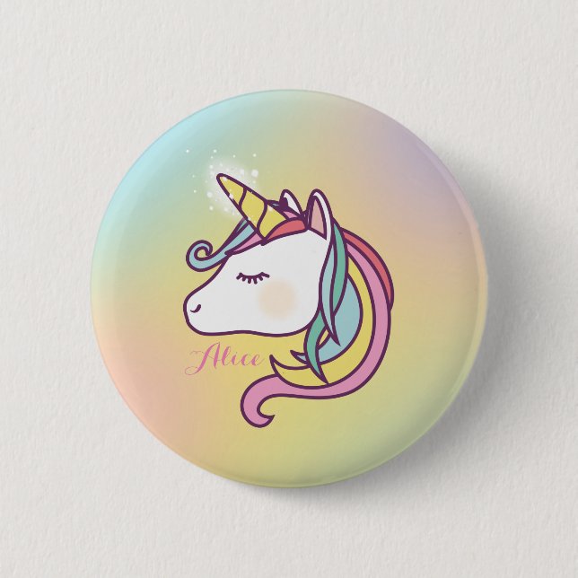 Chapa Redonda De 5 Cm Cute unicornio (Anverso)