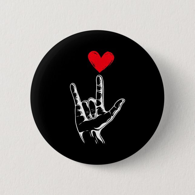 Chapa Redonda De 5 Cm Cute Valentines Day I Love You Hand Sign Language  (Anverso)