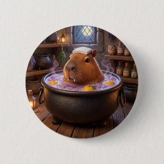 Chapa Redonda De 5 Cm Cute Vampire Cauldron Bath Capybara Button Pin