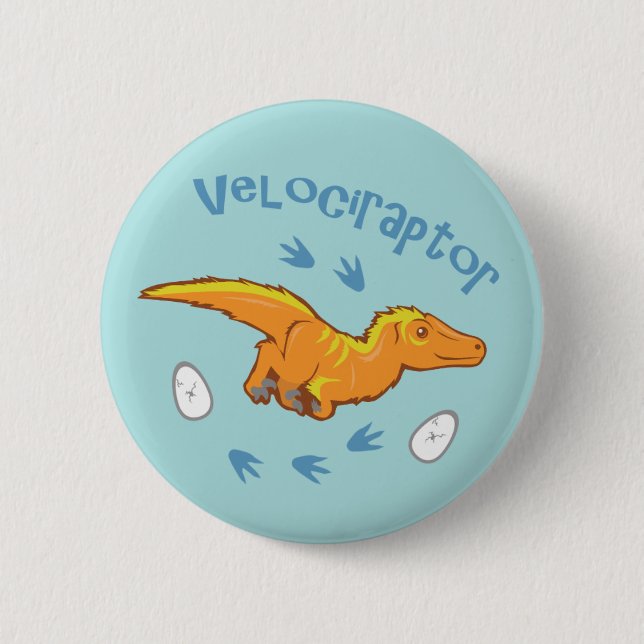 Chapa Redonda De 5 Cm Cute Velociraptor (Anverso)