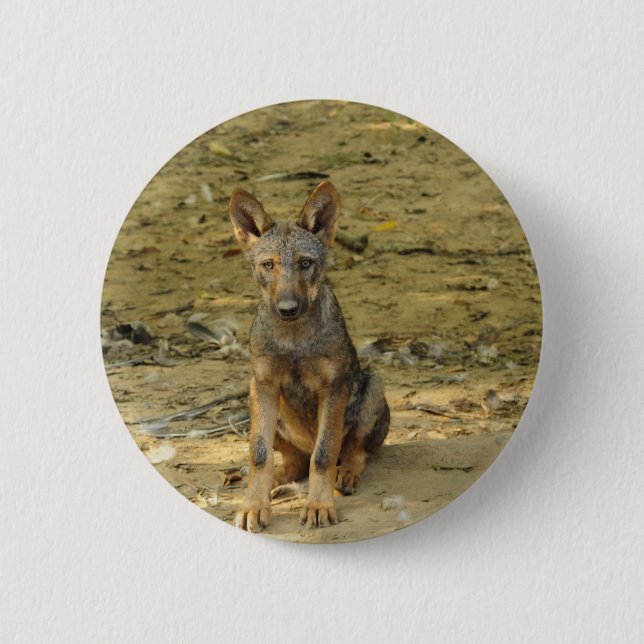 Chapa Redonda De 5 Cm Cute Wolf Cub (Anverso)