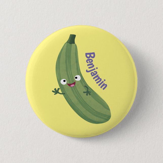 Chapa Redonda De 5 Cm Cute zucchini feliz personalizado ilustracion (Anverso)