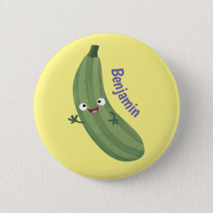 Chapa Redonda De 5 Cm Cute zucchini feliz personalizado ilustracion