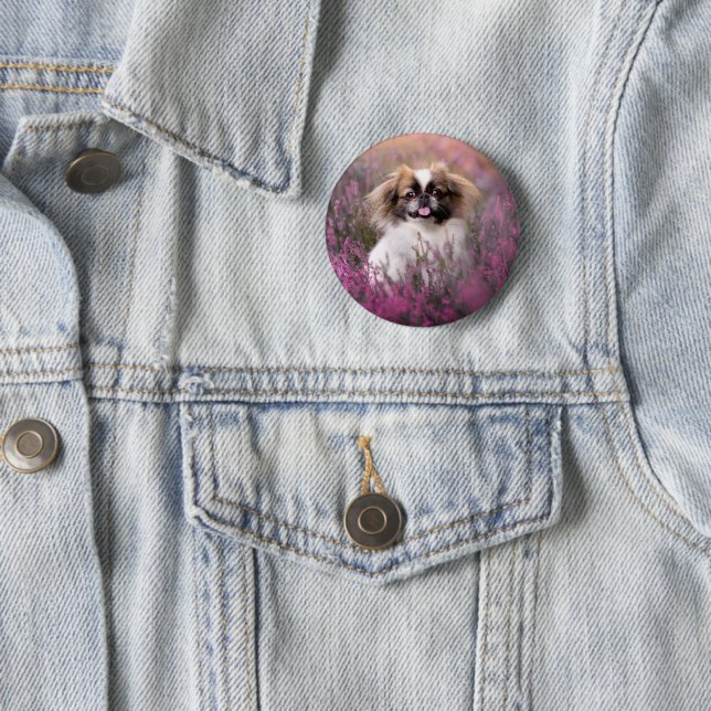Chapa Redonda De 5 Cm Cutest Baby Animals | Pekingese Puppy (In situ)