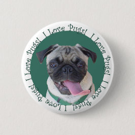 Chapa Redonda De 5 Cm Cuto me encantan los pugs