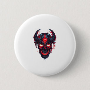 Chapa Redonda De 5 Cm Cyber Demon Skull Lord