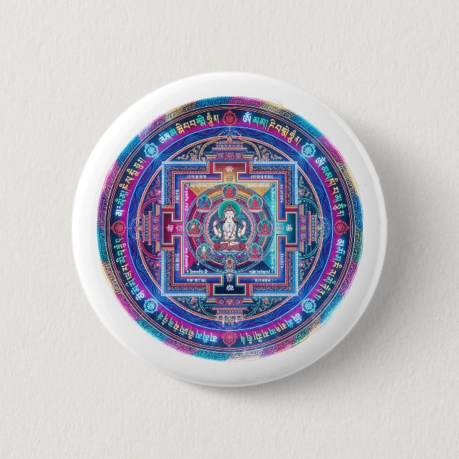 Chapa Redonda De 5 Cm Cyberpunk Mandala (Anverso)
