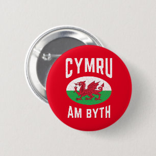 Chapa Redonda De 5 Cm Cymru Am Bythe Wales Flag Orgulloso Gales Vintage 