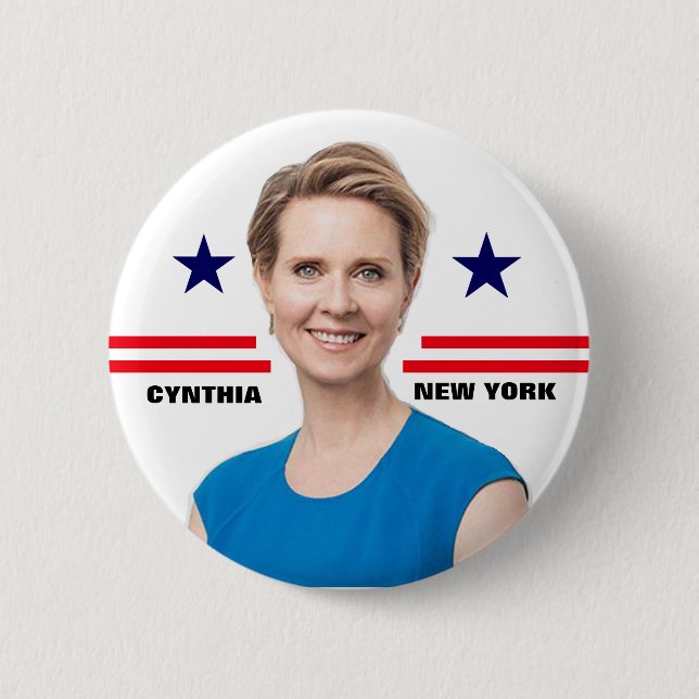 Chapa Redonda De 5 Cm Cynthia Nixon para el gobernador (Anverso)