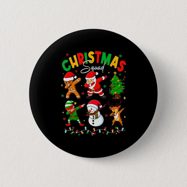 Chapa Redonda De 5 Cm Dabbing Christmas Squad Santa Elf Family Matching  (Anverso)