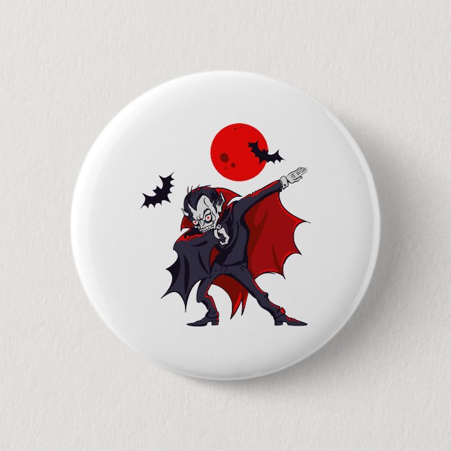 Chapa Redonda De 5 Cm Dabbing Dracula Vampiro Halloween Count Dabula Gif (Anverso)