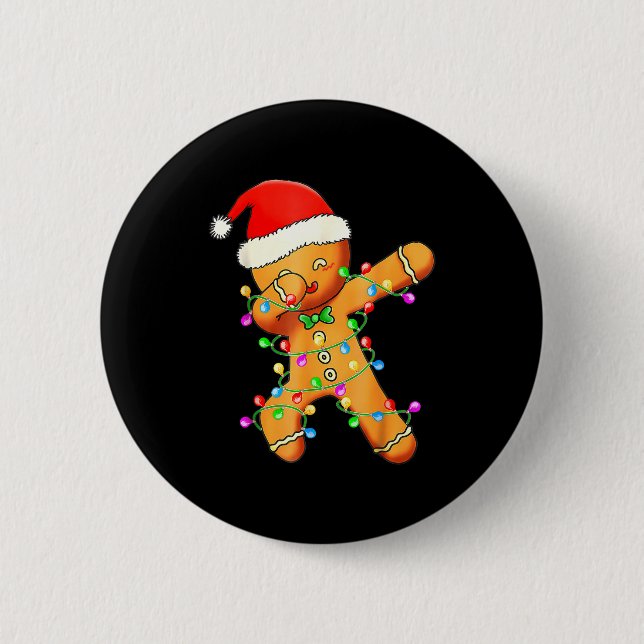 Chapa Redonda De 5 Cm Dabbing Gingerbread Christmas  (Anverso)