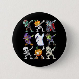 Chapa Redonda De 5 Cm Dabbing Halloween Boys Skeleton Zombie Scary Pumpk