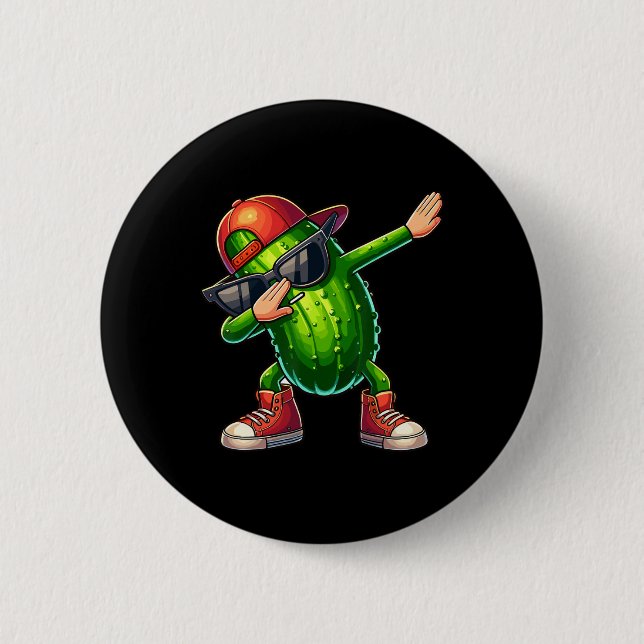 Chapa Redonda De 5 Cm Dabbing Pickle Dancing Cucumber Lover Funny Pickle (Anverso)