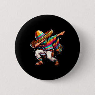 Chapa Redonda De 5 Cm Dabbing Poncho Mexicano Sombrero Dab Boy Fiesta Ci