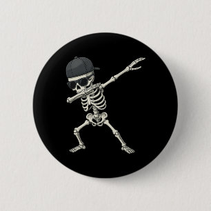 Chapa Redonda De 5 Cm Dabbing Skeleton Pirate Niños Halloween Jolly Roge