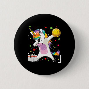 Chapa Redonda De 5 Cm Dabbing Unicorn Bowling Funny Bowling Boy Chica