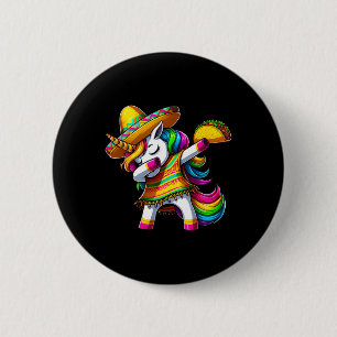 Chapa Redonda De 5 Cm Dabbing Unicorn Cinco De Mayo Fiesta mexicana Fies