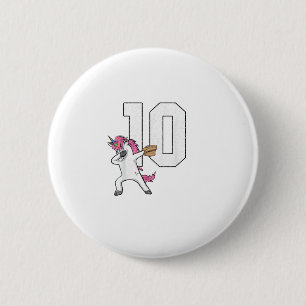 Chapa Redonda De 5 Cm Dabbing Unicorn Softball Número 10 T-Shirt - Softb
