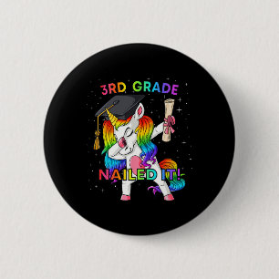 Chapa Redonda De 5 Cm Dabbing Unicornio de tercer grado clavó Gir de gra