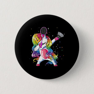Chapa Redonda De 5 Cm Dabbing Unicornio Jugador de Badminton Lover Mat