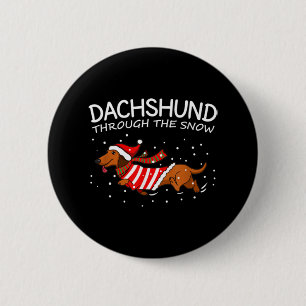 Chapa Redonda De 5 Cm Dachshund A Través De Los Navidades De Perro Graci