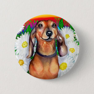 Chapa Redonda De 5 Cm Dachshund Daisy Patch