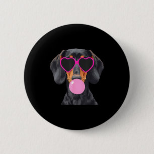 Chapa Redonda De 5 Cm Dachshund Divertido Que Lleva Gafas Y Sopla Burbuj