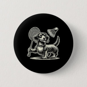 Chapa Redonda De 5 Cm Dachshund Dog Badminton Player Shuttle Men Mujeres