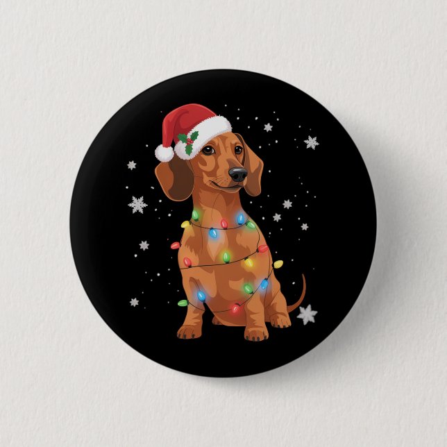 Chapa Redonda De 5 Cm Dachshund Dogs Tree Christmas Xmas Pet Dog  (Anverso)