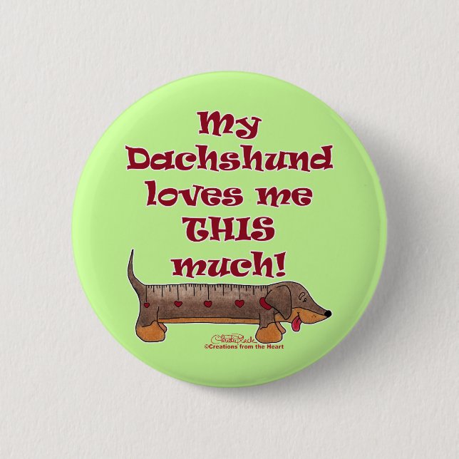 Chapa Redonda De 5 Cm Dachshund Love Meter (Anverso)