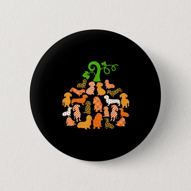 Chapa Redonda De 5 Cm Dachshund Pumpkin Shape Plaid Leopard Dog Autumn H (Anverso)