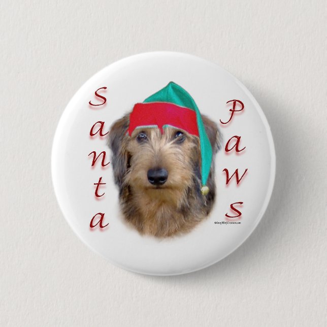 Chapa Redonda De 5 Cm Dachshund Santa Paws (Anverso)