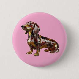 Chapa Redonda De 5 Cm Dachshund Stained Glass Button