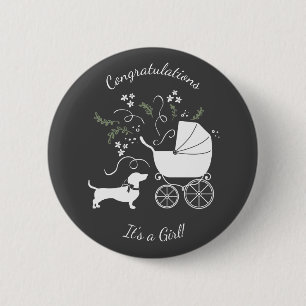 Chapa Redonda De 5 Cm Dachshund Weiner Dog Baby Shower
