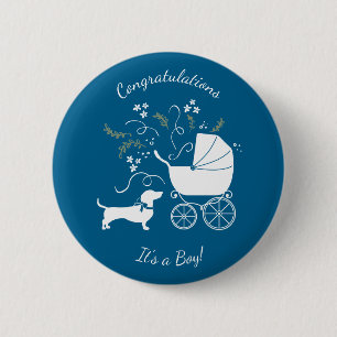 Chapa Redonda De 5 Cm Dachshund Wiener Dog Baby Shower
