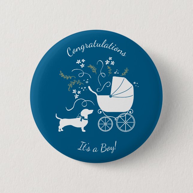 Chapa Redonda De 5 Cm Dachshund Wiener Dog Baby Shower (Anverso)
