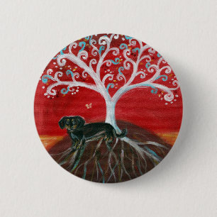 Chapa Redonda De 5 Cm Dachshund y árbol de la vida