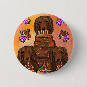 Chapa Redonda De 5 Cm Dachshunds rojos de larga duración
