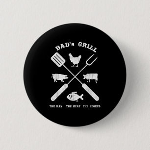 Chapa Redonda De 5 Cm Dad Barbecue Grill El Hombre Leyenda Funny Grill