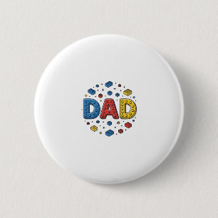 Chapa Redonda De 5 Cm Dad Building Blocks Vintage Vector Design_1