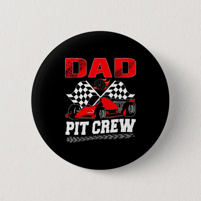 Chapa Redonda De 5 Cm Dad T Crew Racing Family Race Car Birthday Boy  (Anverso)