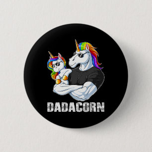 Chapa Redonda De 5 Cm Dadacorn - Unicornio Papá Y Familia Bebé Coincidie