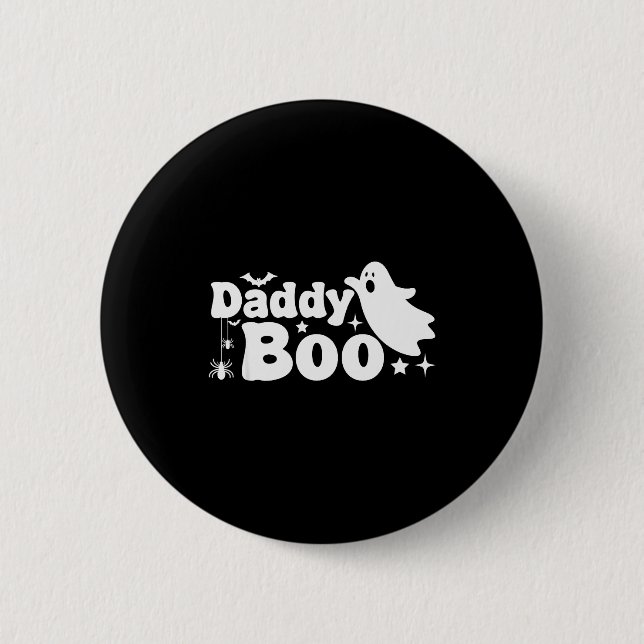 Chapa Redonda De 5 Cm Daddy Boo Funny Ghost Halloween Family Matching  (Anverso)
