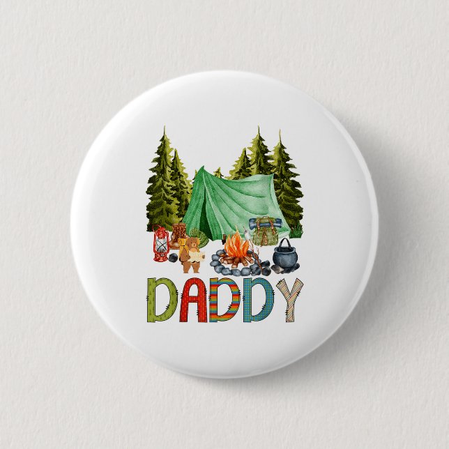 Chapa Redonda De 5 Cm Daddy Of The Happy Camper 1st Birthday Bear Camng  (Anverso)