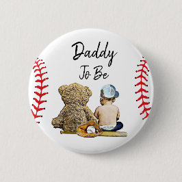 Chapa Redonda De 5 Cm Daddy to Be of a Lil Slugger Baby Shower Button