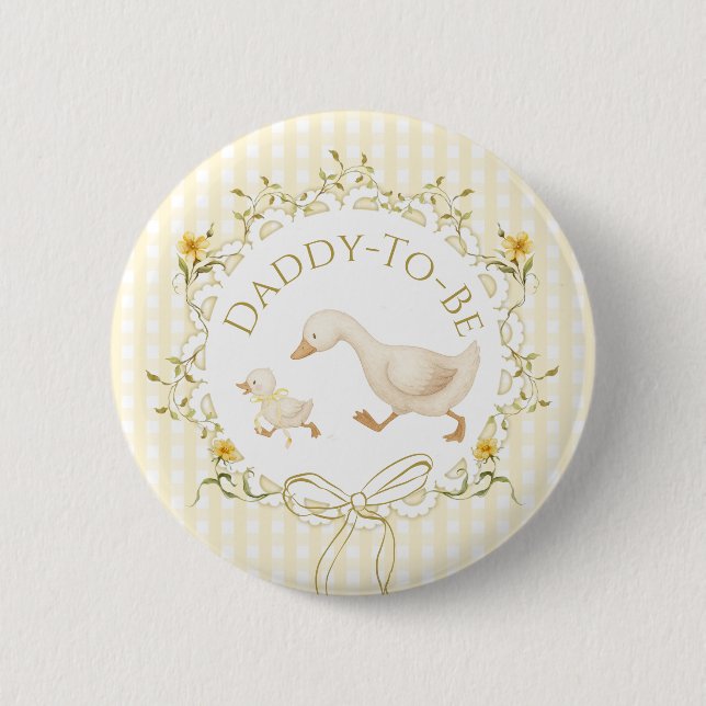 Chapa Redonda De 5 Cm Daddy to be Silly Goose Gingham Baby Shower (Anverso)
